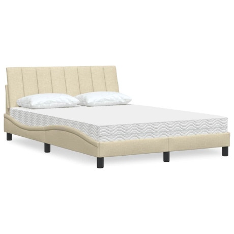 vidaXL Bed met matras stof crèmekleurig 120x200 cm