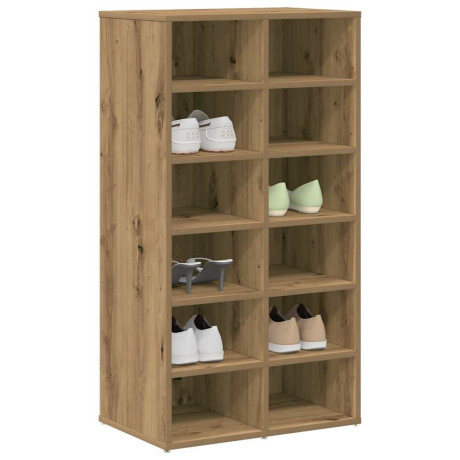 vidaXL Schoenenrek 54x34x100,5 cm bewerkt hout artisanaal eikenkleur