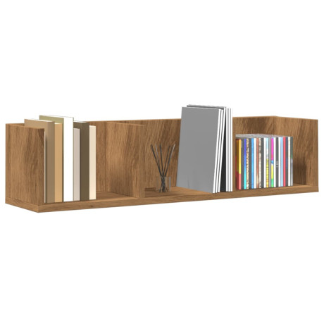 vidaXL CD-wandschap 75x18x18 cm bewerkt hout artisanaal eikenkleurig