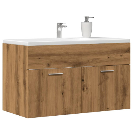 vidaXL Wastafelkast 80x38,5x46 cm bewerkt hout artisanaal eikenkleur