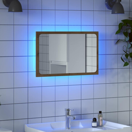 vidaXL Badkamerspiegel met LED 60x8,5x38 cm artisanaal eikenkleurig