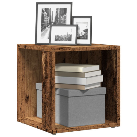 vidaXL Bijzettafel 33x33x34 cm bewerkt hout oud houtkleurig