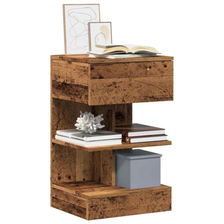 vidaXL Nachtkastjes 2 st 40x35x65 cm bewerkt hout oud houtkleurig
