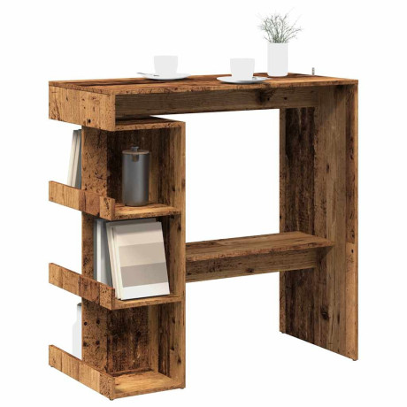 vidaXL Bartafel met opbergrek 100x48x101,5 cm oud houtkleurig
