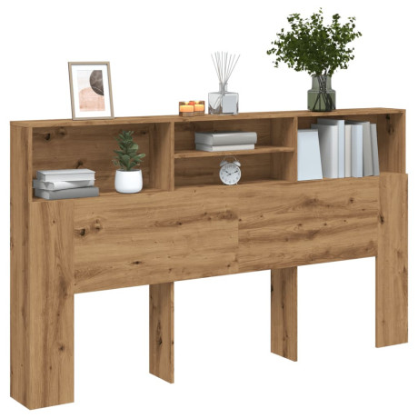 vidaXL Hoofdbordkast 180x19x103,5cm bewerkt hout artisanaal eikenkleur