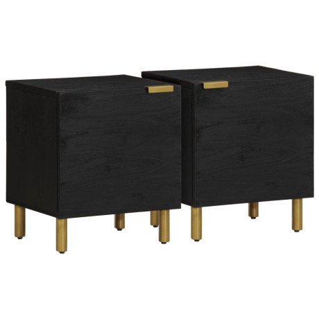 vidaXL Nachtkastje 2 st 40x33x46 cm massief mangohout zwart
