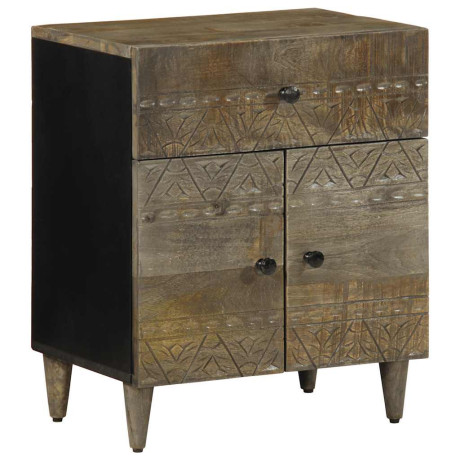 vidaXL Nachtkastje 50x33x60 cm massief mangohout lichtgrijs