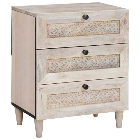 vidaXL Nachtkastje met lade Beige 50 x 33 x 60 cm massief mangohout