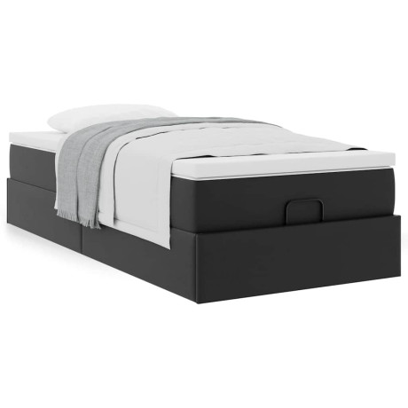 vidaXL Ottoman bed met matras 80x200cm kunstleer zwart