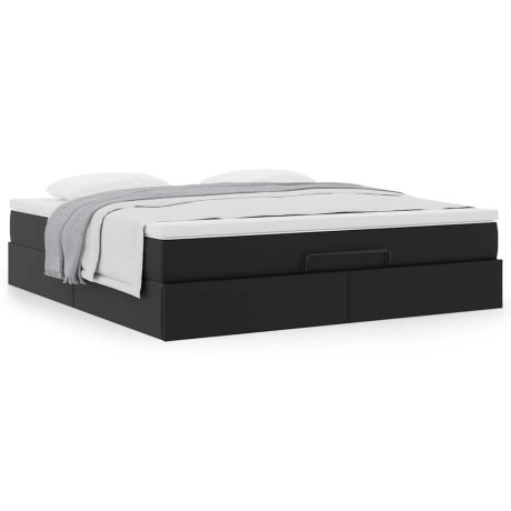 vidaXL Ottoman bed met matras 160x200cm kunstleer zwart