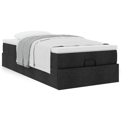 vidaXL Bedframe met matras 90x200cm stof zwart