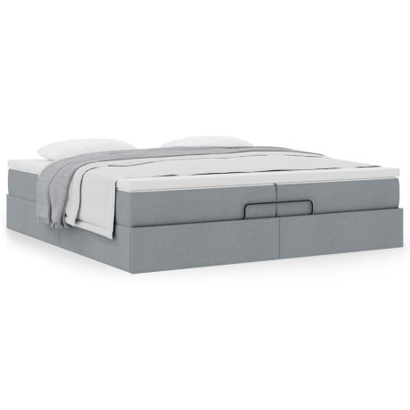 vidaXL Bedframe met matrassen 200x200cm stof lichtgrijs