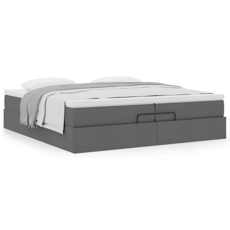 vidaXL Bedframe met matrassen 200x200cm stof donkergrijs