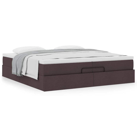 vidaXL Bedframe met matrassen 200x200cm stof donkerbruin