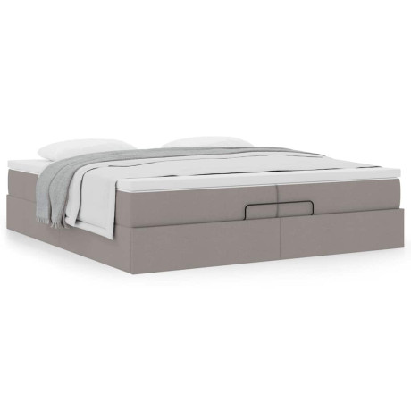 vidaXL Bedframe met matrassen 200x200cm stof taupe