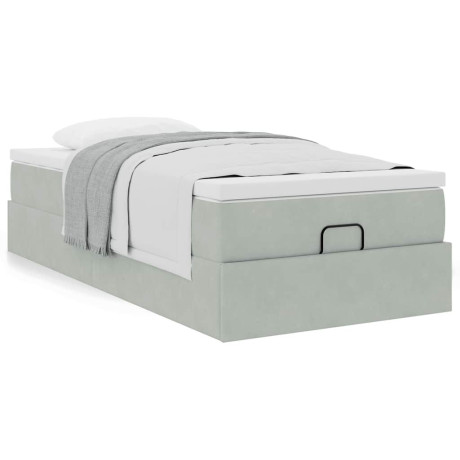 vidaXL Bedframe met matras 90x200cm fluweel lichtgrijs