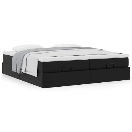 vidaXL Bedframe met matrassen 180x200cm kunstleer zwart