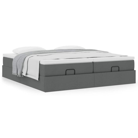 vidaXL Bedframe met matrassen 200x200cm stof donkergrijs