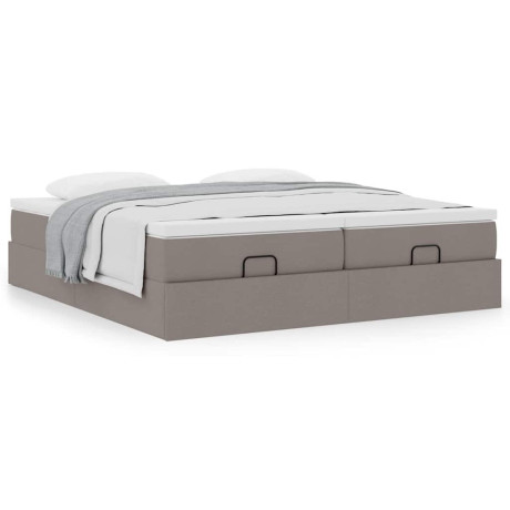 vidaXL Bedframe met matrassen 200x200cm stof taupe