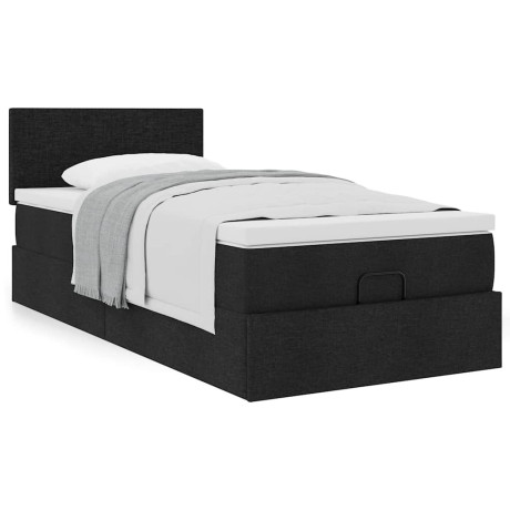 vidaXL Bedframe met matras 90x200cm stof zwart