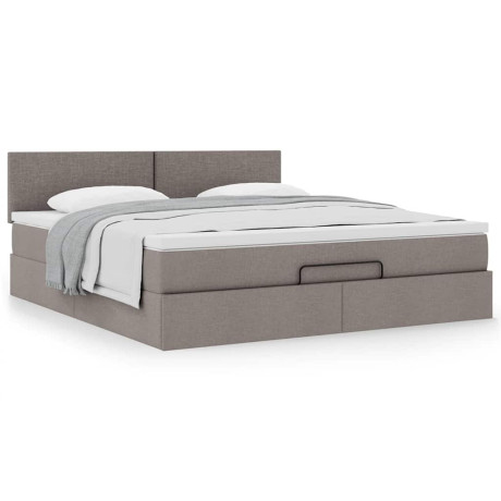 vidaXL Bedframe met matras 160x200cm stof taupe