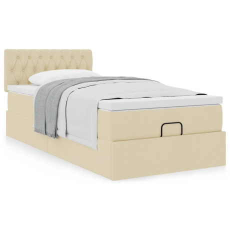 vidaXL Bedframe met matras 90x200cm stof crèmekleurig