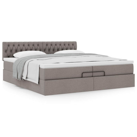 vidaXL Bedframe met matras 200x200 cm stof taupe