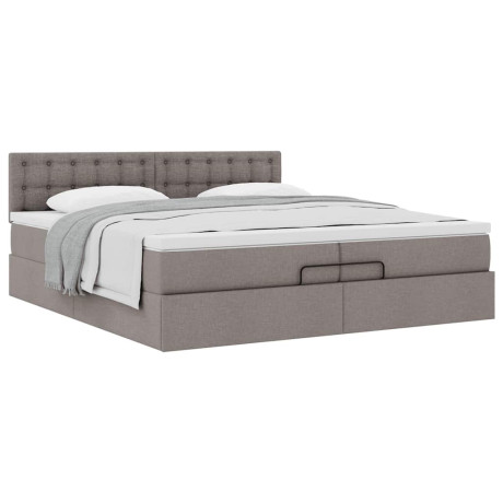 vidaXL Bedframe met matras 200x200 cm stof taupe