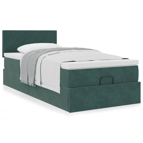 vidaXL Ottoman bed met matras 90x190cm fluweel donkergroen