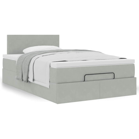 vidaXL Ottoman bed met matras 120x200 cm fluweel lichtgrijs