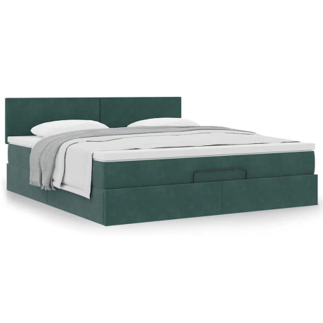vidaXL Ottoman bed met matras 160x200cm fluweel donkergroen