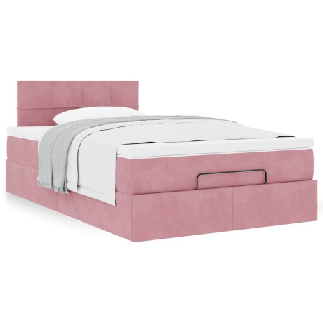 vidaXL Bedframe met matras 120x190 cm fluweel roze