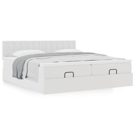 vidaXL Ottoman bed met matrassen 180x200cm kunstleer wit