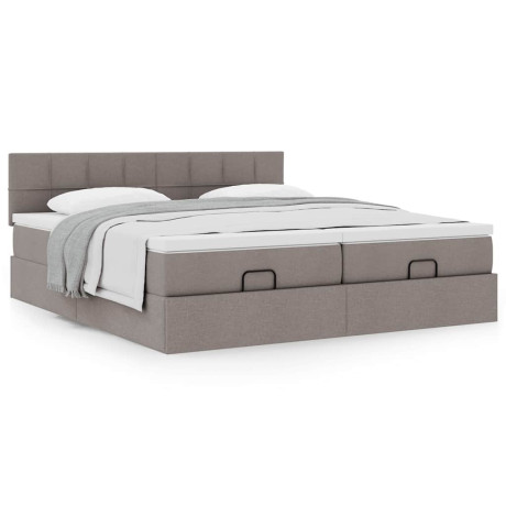 vidaXL Bedframe met matrassen 200x200cm stof taupe