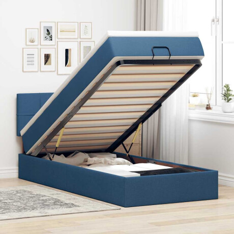vidaXL Bed poef met matras en LED's 90x200 cm stof blauw
