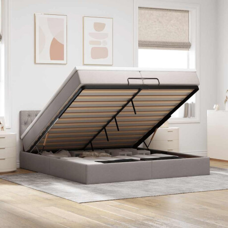vidaXL Ottoman bed met matrassen en LED's 200x200cm stof taupe