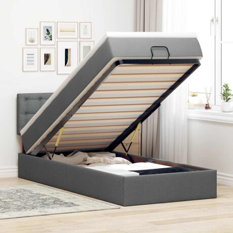vidaXL Bed poef met matras en LED's stof 80x200 cm donkergrijs