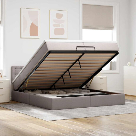 vidaXL Ottoman bed met matrassen en LED's 200x200cm stof taupe