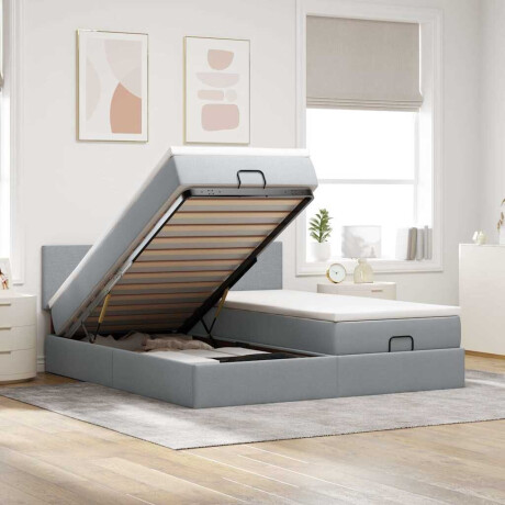 vidaXL Ottoman bed met matrassen en LED's 200x200cm stof lichtgrijs
