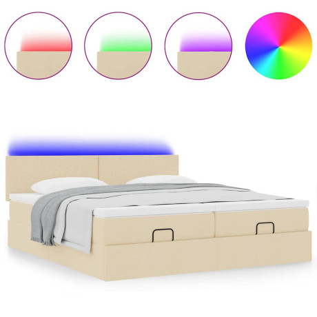 vidaXL Bedframe met matrassen 200x200cm stof crèmekleurig