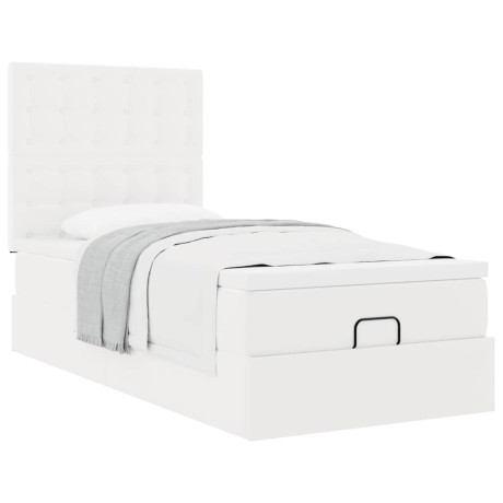 vidaXL Ottomaanse bed met matras 90x200cm kunstleer wit