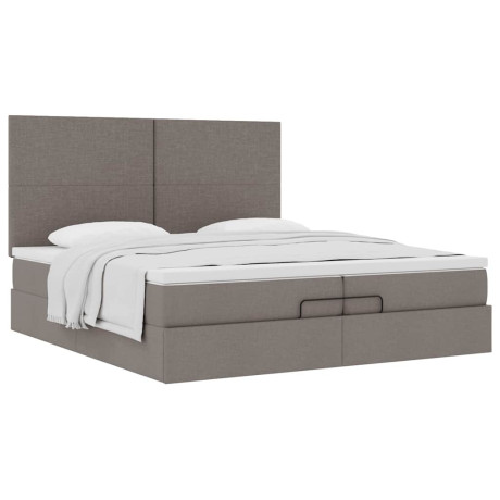vidaXL Bedframe met matrassen 200x200cm stof taupe