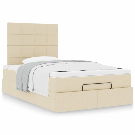 vidaXL Ottoman bed met matras 120x200cm stof crèmekleurig