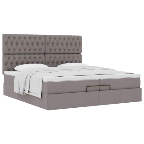 vidaXL Bedframe met matrassen 200x200cm stof taupe