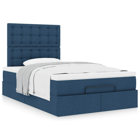 vidaXL Bedframe met matras 120x200cm stof blauw