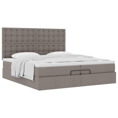 vidaXL Bedframe met matrassen 200x200cm stof taupe