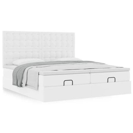 vidaXL Ottoman bed met matrassen 200x200cm kunstleer zuiver wit