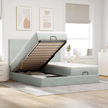 vidaXL Ottoman bed met matrassen 200x200cm fluweel lichtgrijs