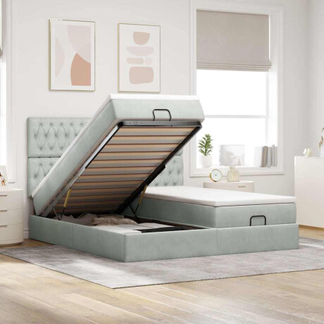 vidaXL Ottoman bed met matrassen 200x200cm fluweel lichtgrijs