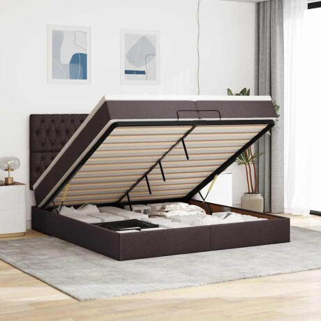 vidaXL Ottoman bed met matrassen en LED's 200x200cm stof donkerbruin